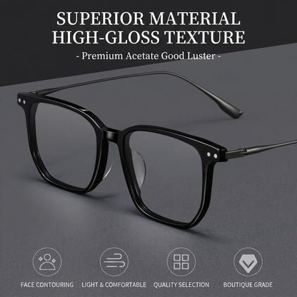 GG-F571 Lightweight Square Acetate & Titanium Eyeglasses – 52mm Unisex Optical Frame