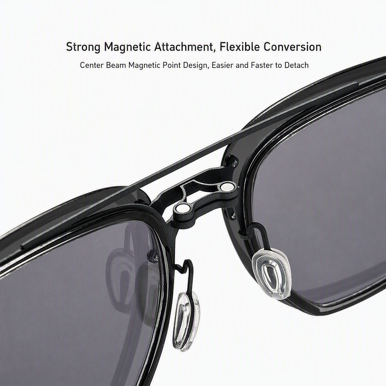 8871 Square Pure Titanium Magnetic Clip-On Prescription Eyeglasses
