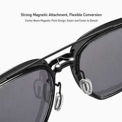 8871 Square Pure Titanium Magnetic Clip-On Prescription Eyeglasses