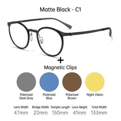 8868 Titanium Magnetic Clip-On Eyeglasses – Polarized Multi-Lens Frame (Copy)