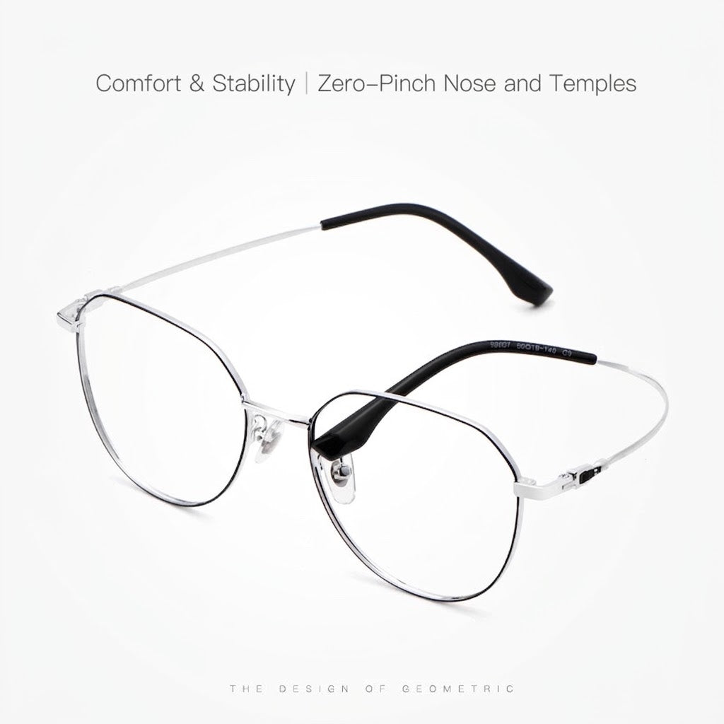 58007 Pure Titanium Geometric Eyeglasses – Lightweight Unisex Optical Frame