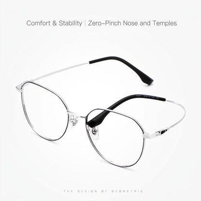 58007 Pure Titanium Geometric Eyeglasses – Lightweight Unisex Optical Frame