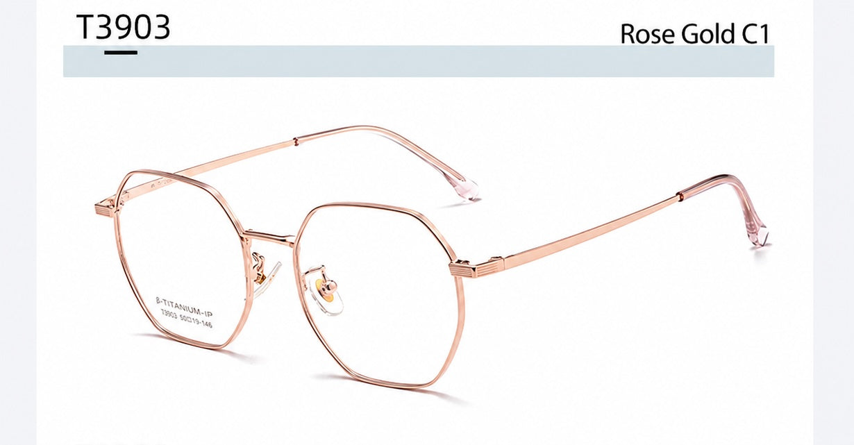 T3903 Lightweight Geometric β-Titanium Eyeglasses – 50mm