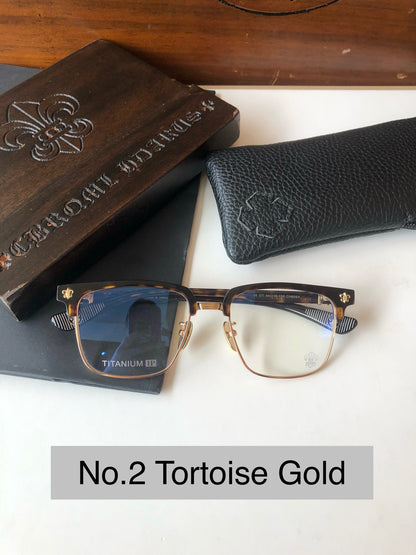 CH8084 Titanium Browline Square Optical Glasses – Unisex 54-19-150