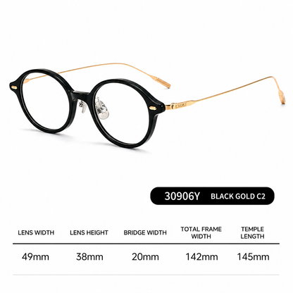 30906Y Lightweight Titanium Acetate Round Eyeglasses – Unisex