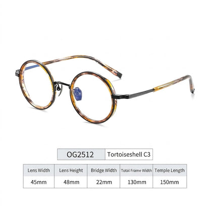OQ2512 Retro Round Titanium Acetate Eyeglasses – Lightweight Unisex Optical Frame