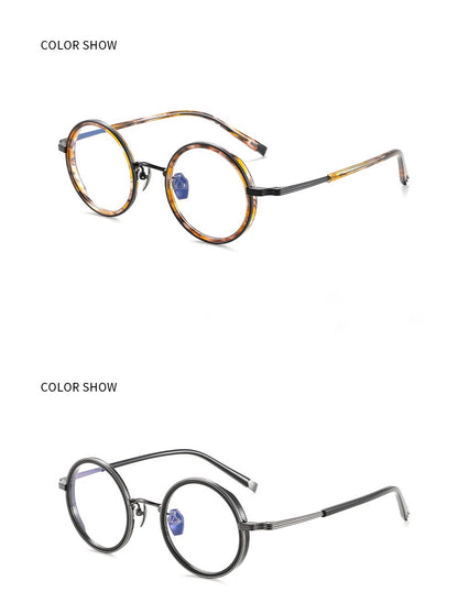 OQ2512 Retro Round Titanium Acetate Eyeglasses – Lightweight Unisex Optical Frame