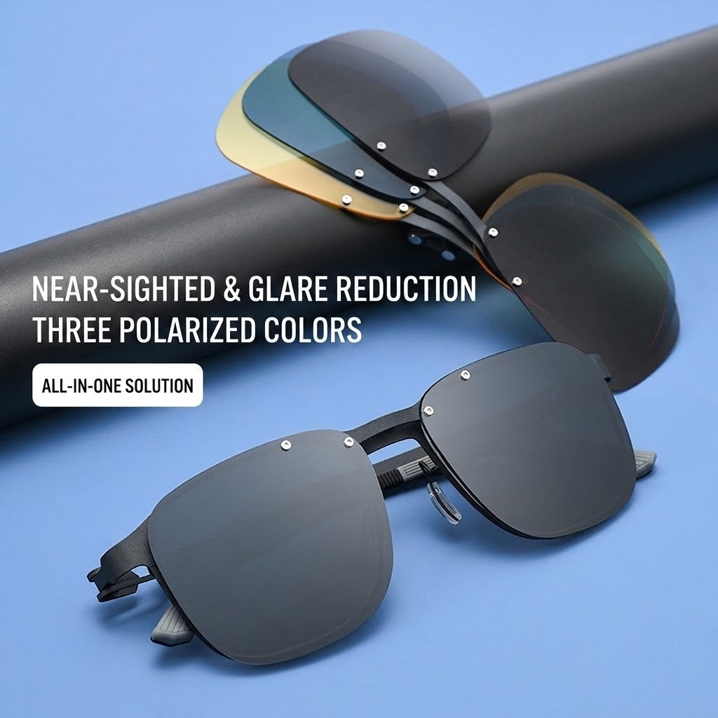 8868 Titanium Magnetic Clip-On Eyeglasses – Polarized Multi-Lens Frame