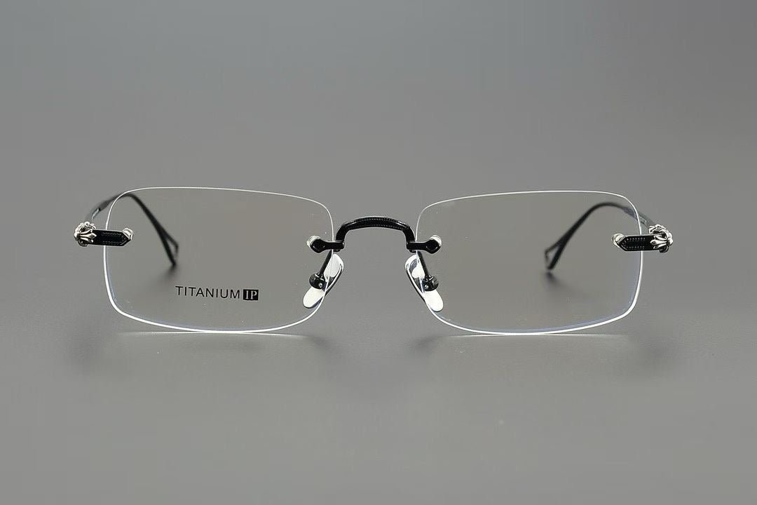 CH2072 Rimless Rectangle Titanium Optical Glasses – Unisex Lightweight Frame