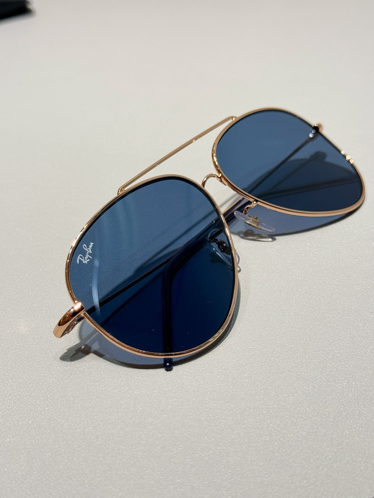 R0101S Reverse Aviator Sunglasses – Rose Gold Frame Blue Lens 62mm