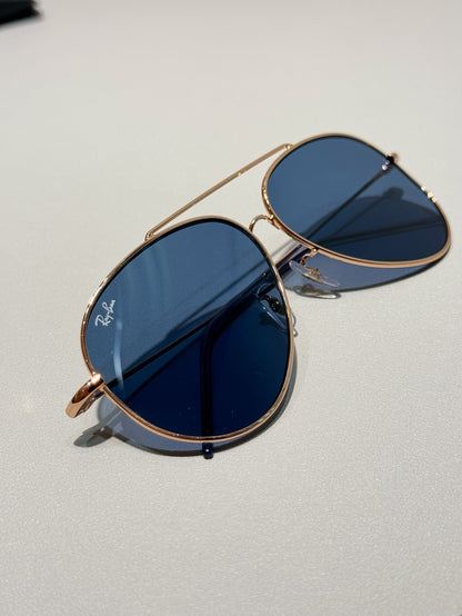 R0101S Reverse Aviator Sunglasses – Rose Gold Frame Blue Lens 62mm