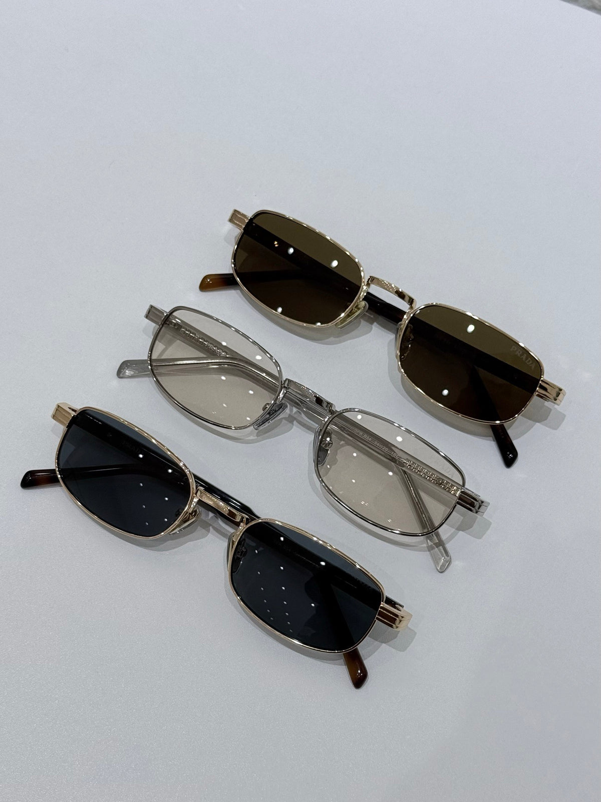 54mm- Unisex Slim Rectangle Metal Sunglasses – UV400 Lightweight Frame