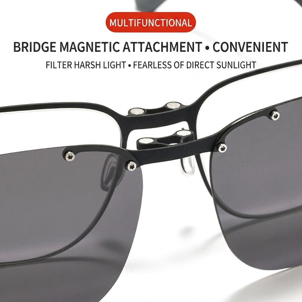 8868 Titanium Magnetic Clip-On Eyeglasses – Polarized Multi-Lens Frame