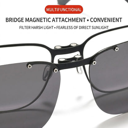 8868 Titanium Magnetic Clip-On Eyeglasses – Polarized Multi-Lens Frame