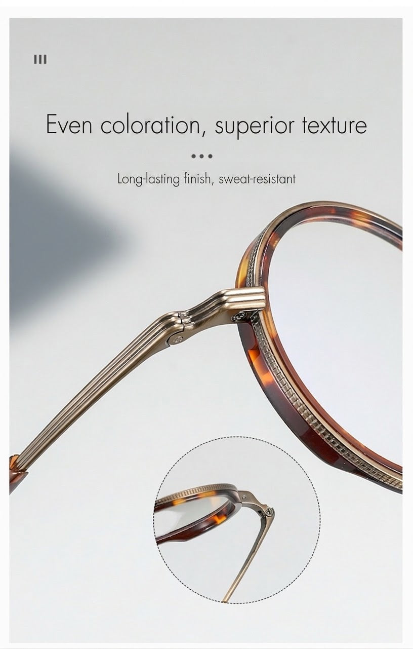 OQ2512 Retro Round Titanium Acetate Eyeglasses – Lightweight Unisex Optical Frame