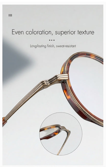 OQ2512 Retro Round Titanium Acetate Eyeglasses – Lightweight Unisex Optical Frame