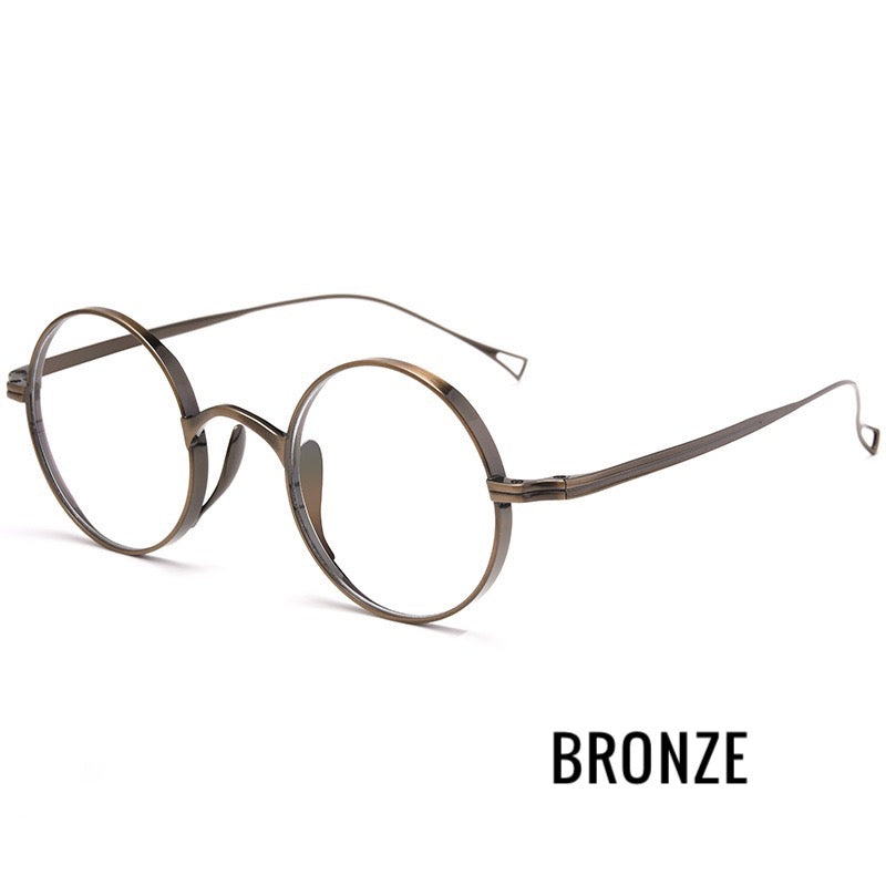 9818CK Retro Round Pure Titanium Eyeglasses