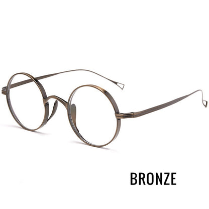 9818CK Retro Round Pure Titanium Eyeglasses