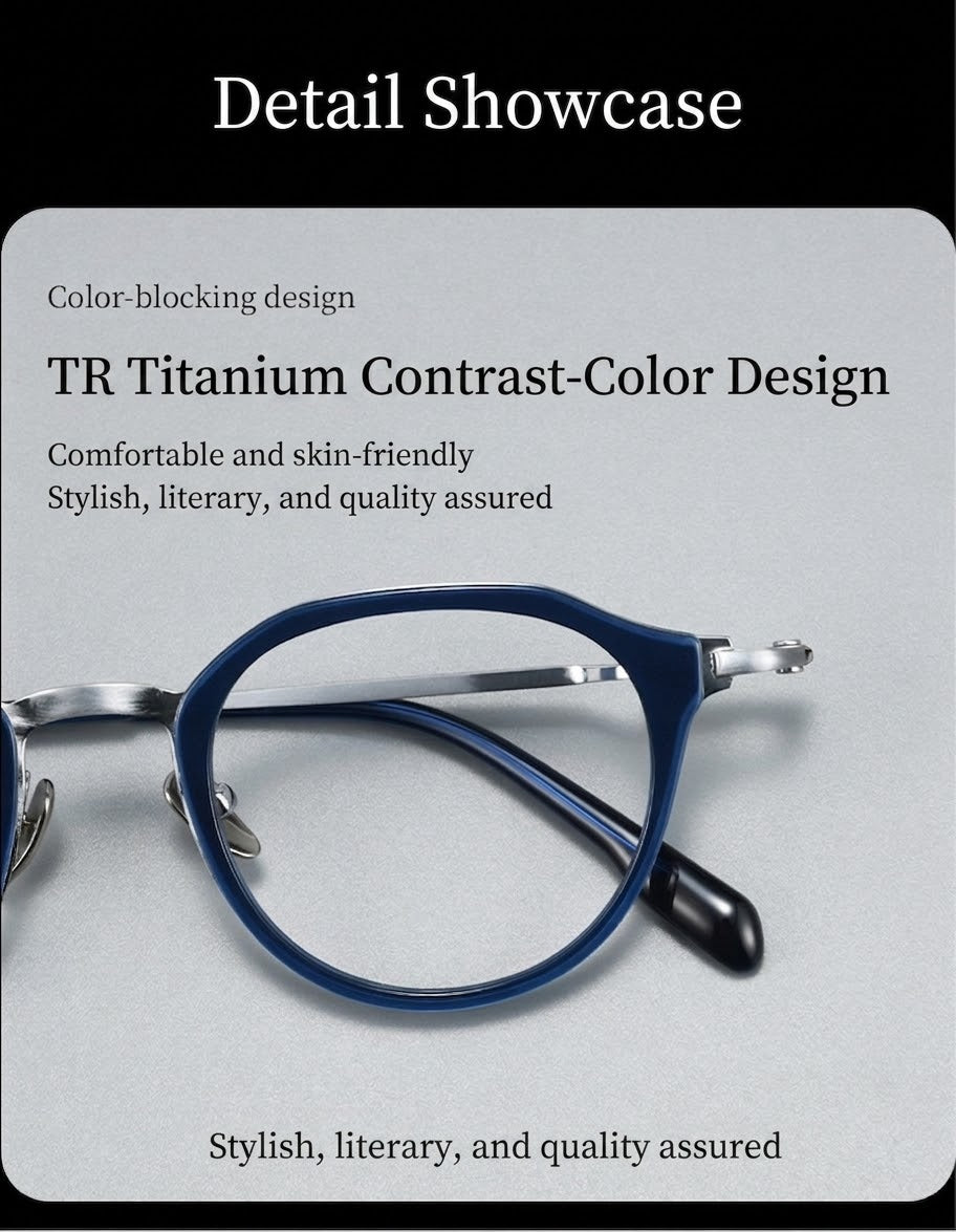 M80910S Lightweight Round Eyeglasses – TR & Titanium Combination Frame