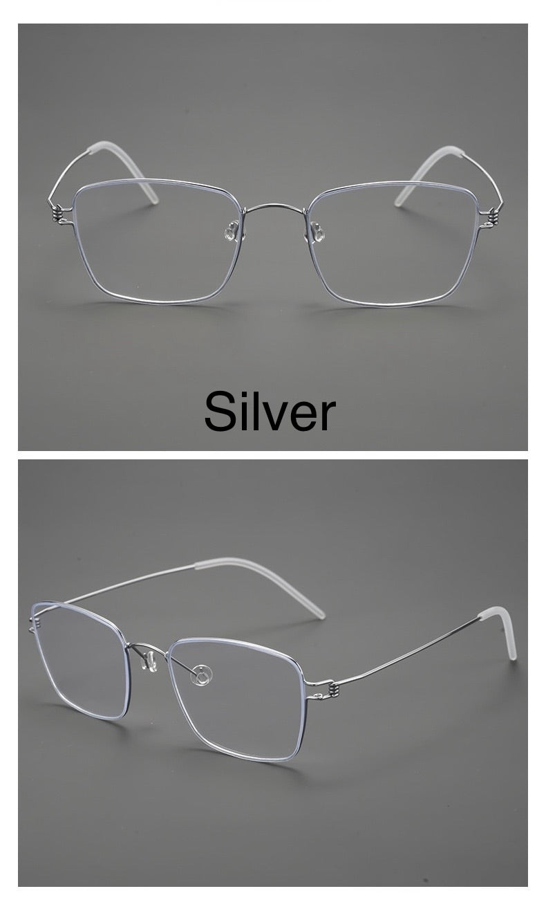 8039 Pure Titanium Semi-Rimless Rectangular Eyeglasses – Lightweight Men’s Optical Frame