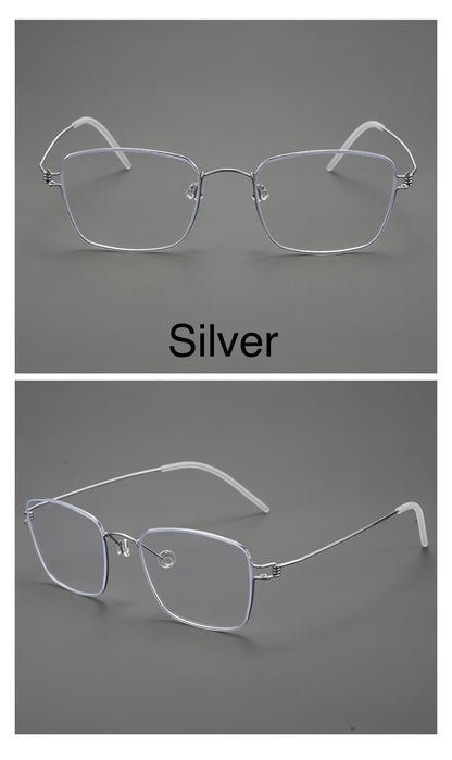 8039 Pure Titanium Semi-Rimless Rectangular Eyeglasses – Lightweight Men’s Optical Frame