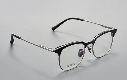 BV1110 Titanium Acetate Browline Eyeglasses – Unisex Retro Square Frame