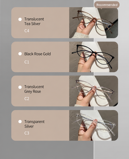 M8238Z Lightweight Cat-Eye Eyeglasses – TR & Titanium Frame