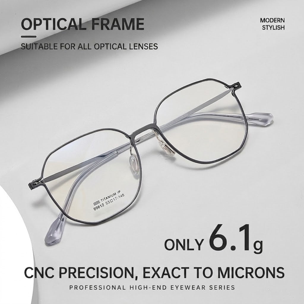 99812ZM Lightweight Titanium Geometric Eyeglasses – Unisex Retro Optical Frame