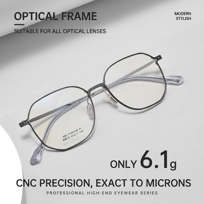 99812ZM Lightweight Titanium Geometric Eyeglasses – Unisex Retro Optical Frame
