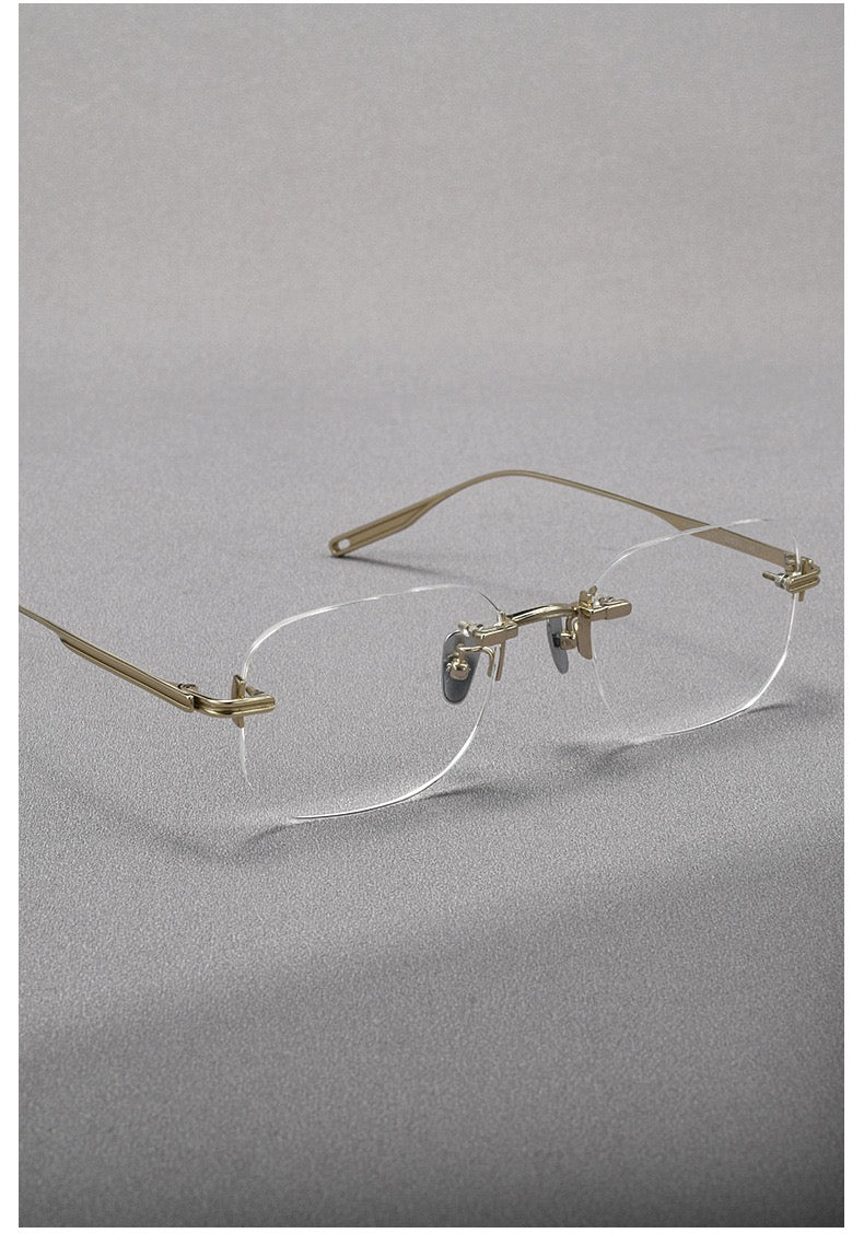 H603H Rimless Rectangle Pure Titanium Eyeglasses – Lightweight Frameless Optical Frame