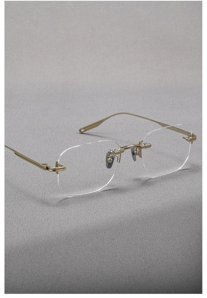 H603H Rimless Rectangle Pure Titanium Eyeglasses – Lightweight Frameless Optical Frame