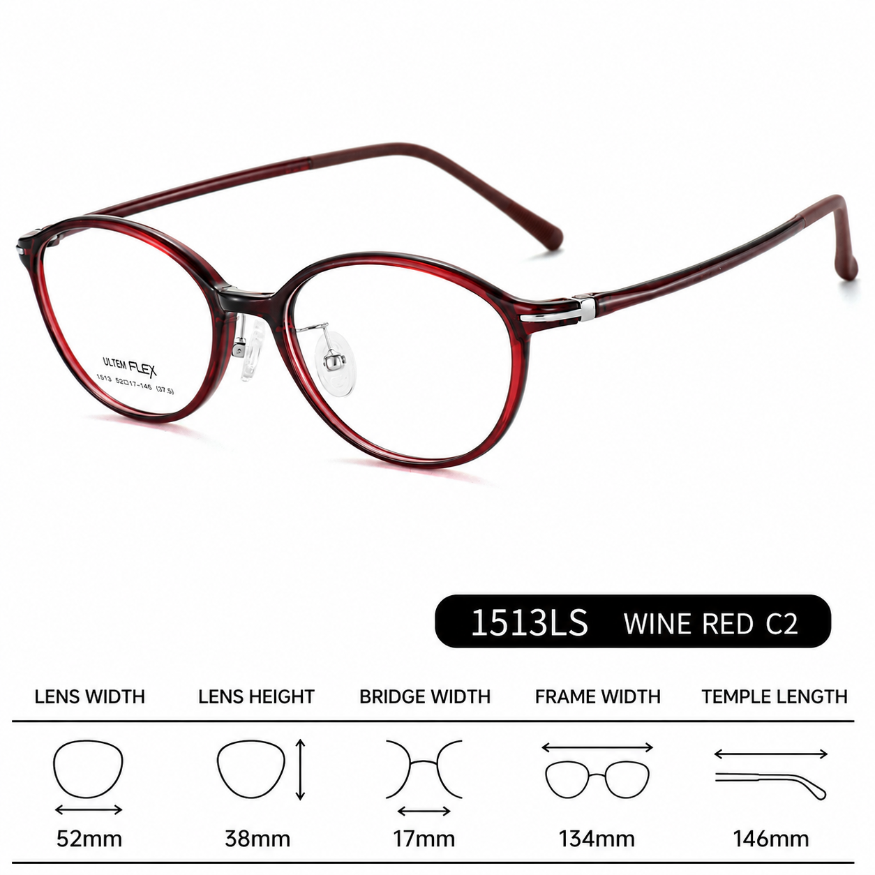 1513 Lightweight Round Eyeglasses – Flexible TR Unisex Optical Frame