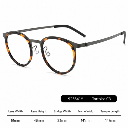 923641Y Round Acetate Titanium Eyeglasses – Lightweight Unisex Optical Frame