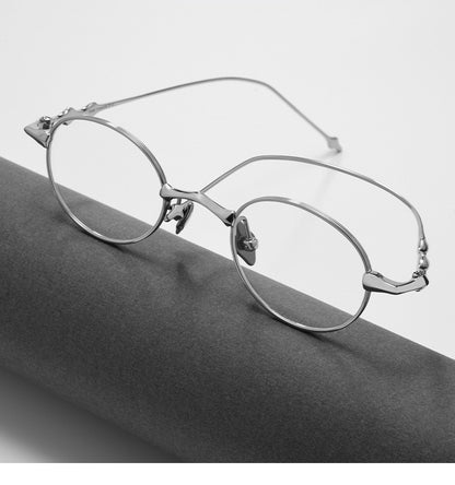 20899Y Oval Titanium & Metal Eyeglasses – 43mm Small Blue Light Glasses