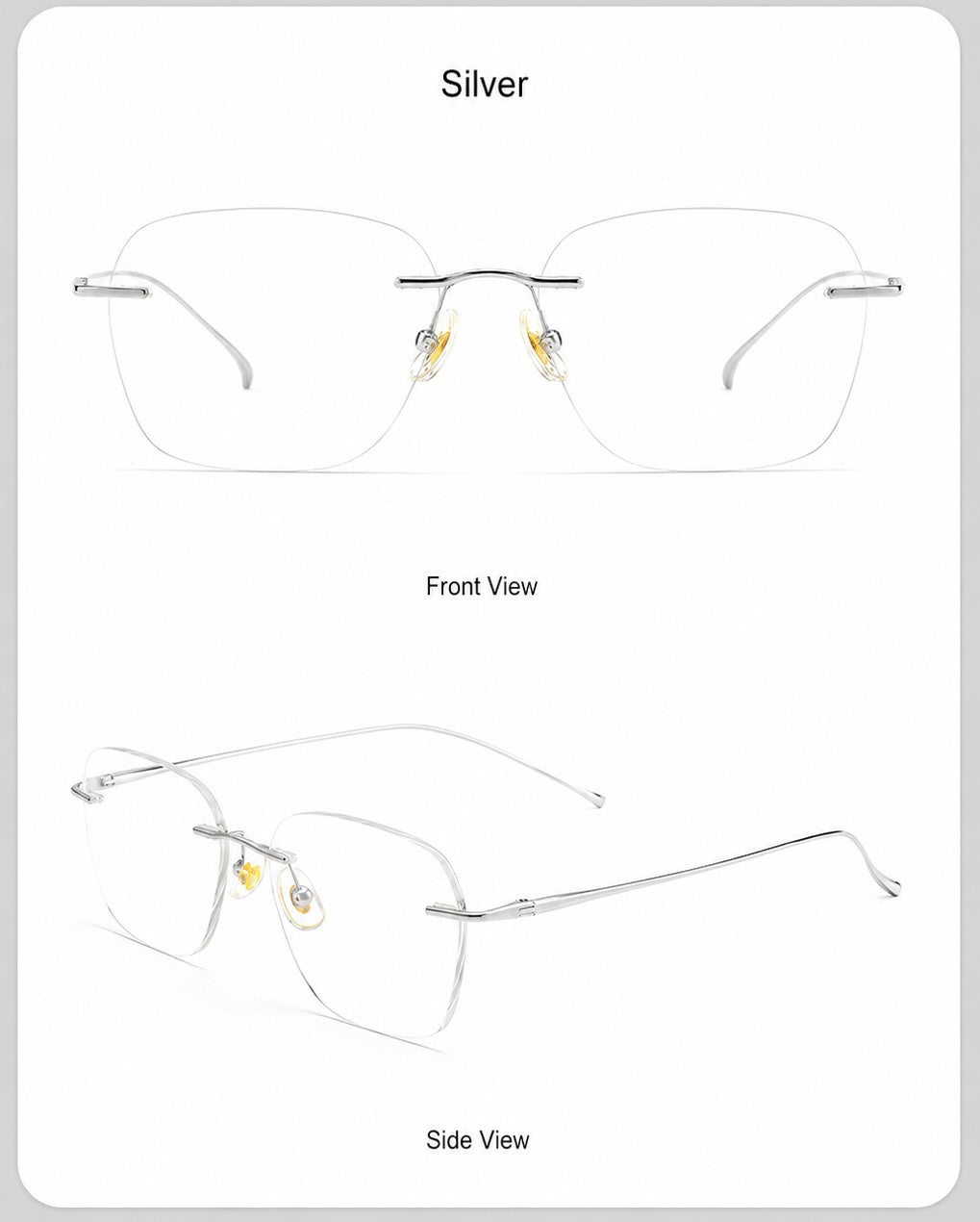 8978WK Pure Titanium Rimless Eyeglasses – 57mm Blue Light Blocking Glasses