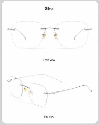 8978WK Pure Titanium Rimless Eyeglasses – 57mm Blue Light Blocking Glasses