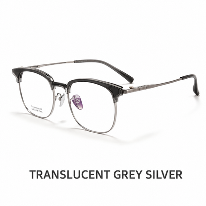 BV1110 Titanium Acetate Browline Eyeglasses – Unisex Retro Square Frame