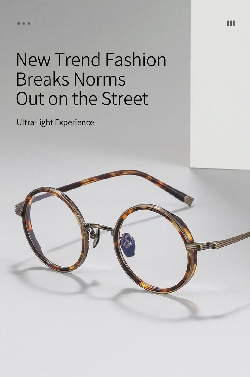 OQ2512 Retro Round Titanium Acetate Eyeglasses – Lightweight Unisex Optical Frame