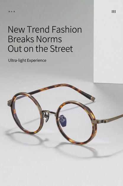 OQ2512 Retro Round Titanium Acetate Eyeglasses – Lightweight Unisex Optical Frame