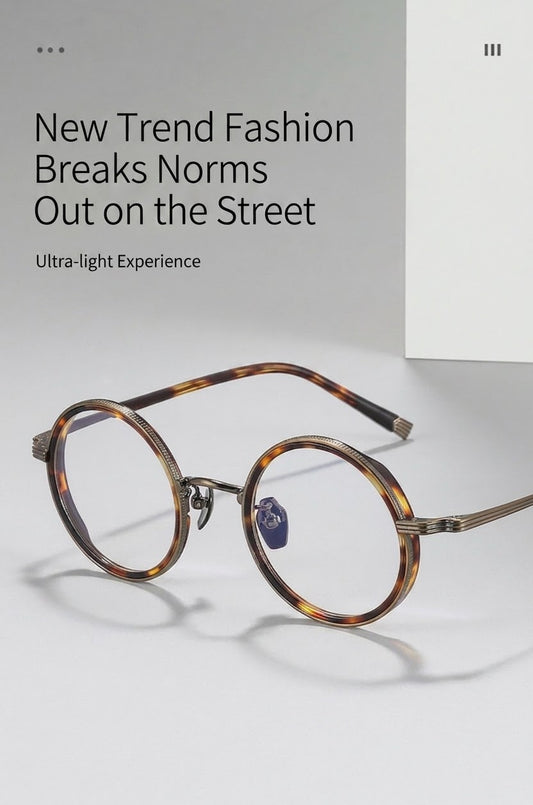 OQ2512 Retro Round Titanium Acetate Eyeglasses – Lightweight Unisex Optical Frame