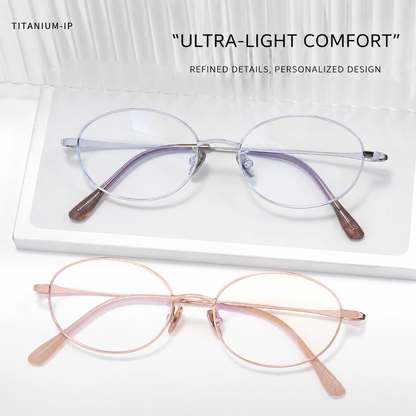 PT08165 Lightweight Titanium Oval Eyeglasses – Unisex 52mm Metal Frame