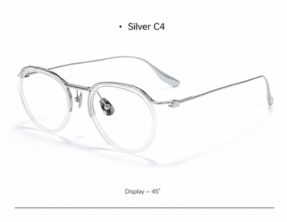 8120Y Pure Titanium Round Eyeglasses with Blue Light Blocking Lens – Lightweight Vintage Optical Frame