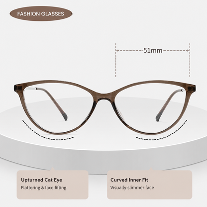 M8238Z Lightweight Cat-Eye Eyeglasses – TR & Titanium Frame