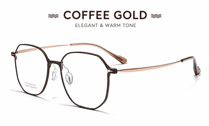 99812ZM Lightweight Titanium Geometric Eyeglasses – Unisex Retro Optical Frame