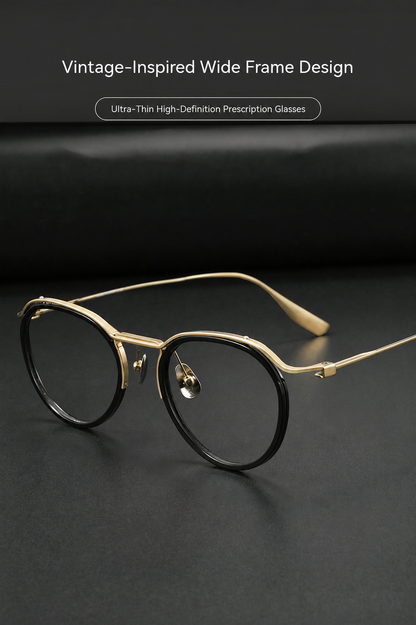 8120Y Pure Titanium Round Eyeglasses with Blue Light Blocking Lens – Lightweight Vintage Optical Frame