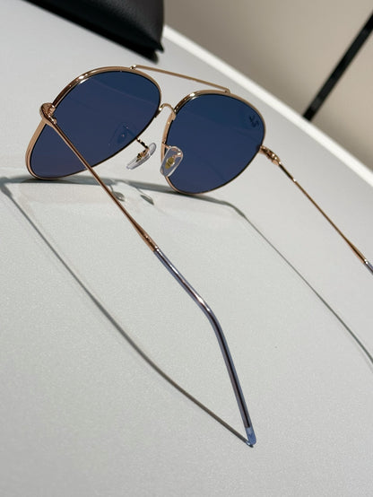 R0101S Reverse Aviator Sunglasses – Rose Gold Frame Blue Lens 62mm