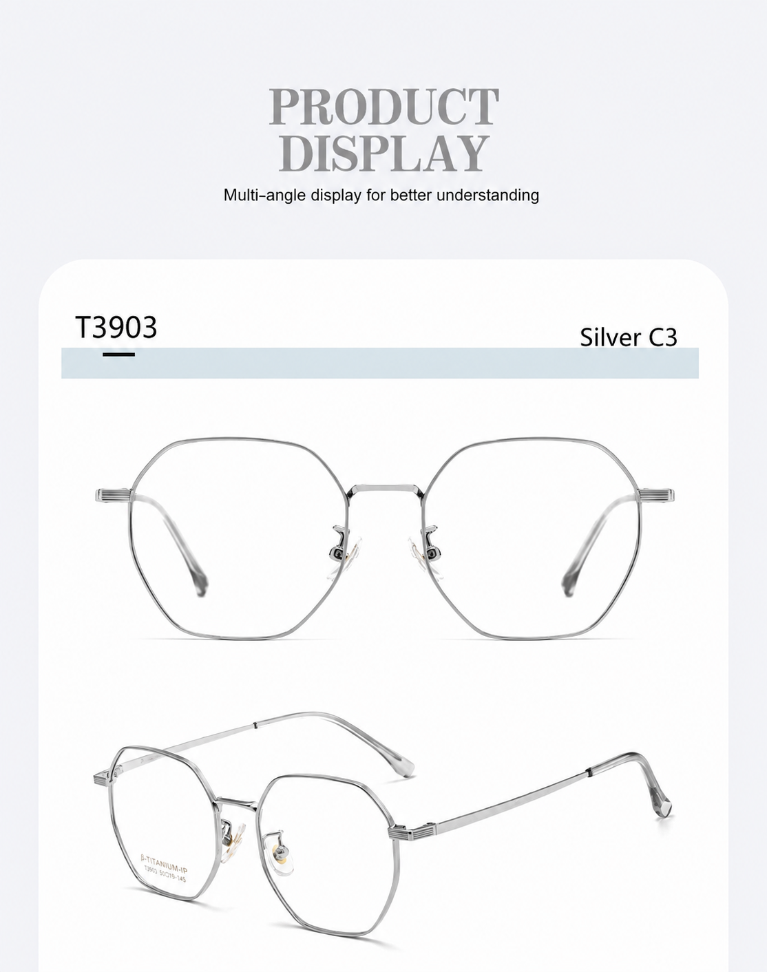 T3903 Lightweight Geometric β-Titanium Eyeglasses – 50mm