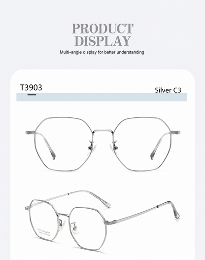 T3903 Lightweight Geometric β-Titanium Eyeglasses – 50mm