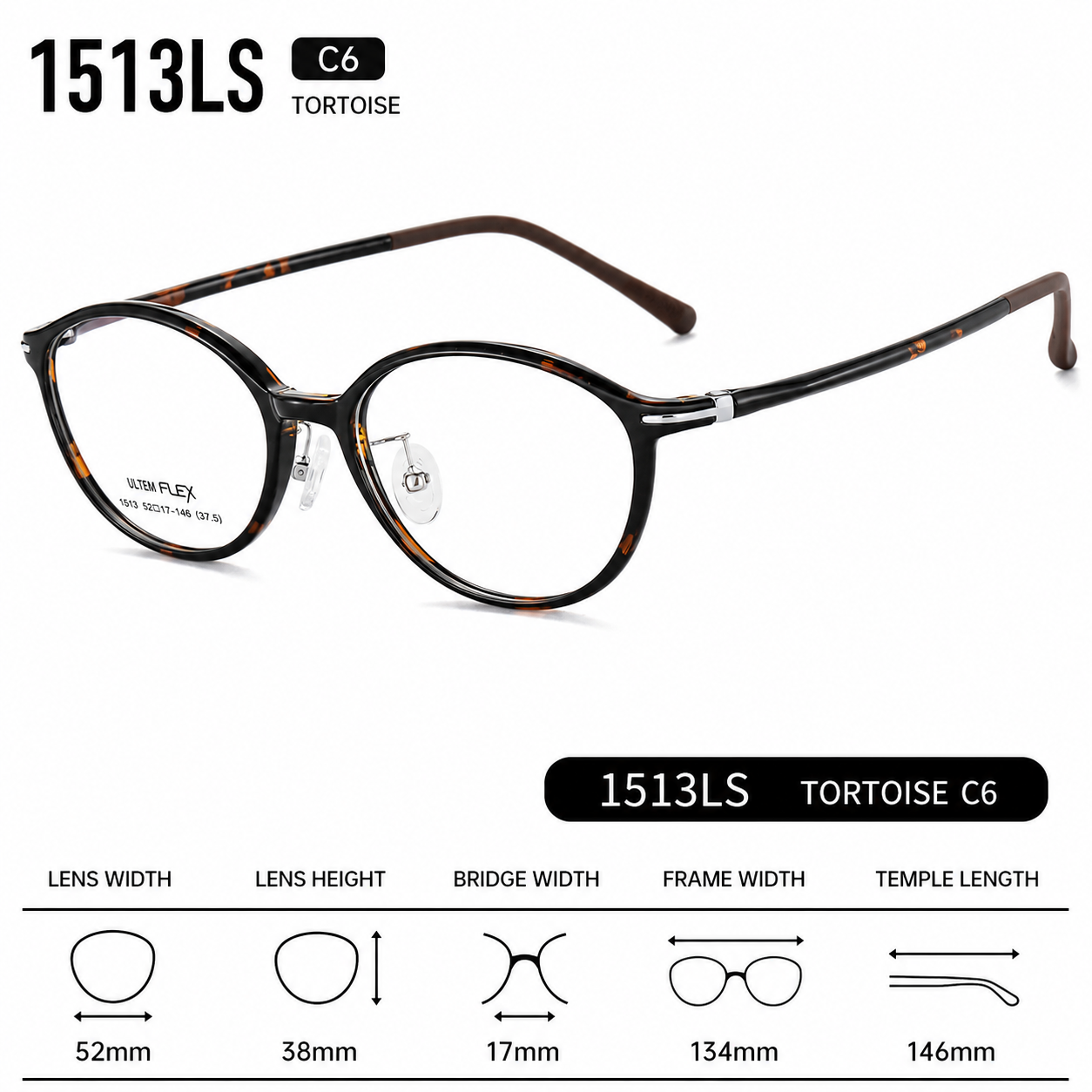 1513 Lightweight Round Eyeglasses – Flexible TR Unisex Optical Frame