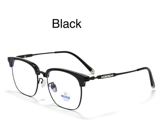 122214Y Lightweight Titanium Browline Square Blue Light Eyeglasses – Unisex